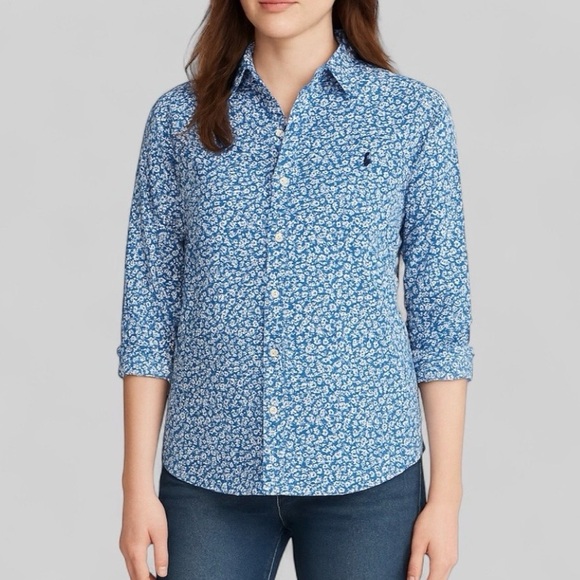 Ralph Lauren Tops - Polo Ralph‎ Lauren Blue Floral Button-Up Shirt